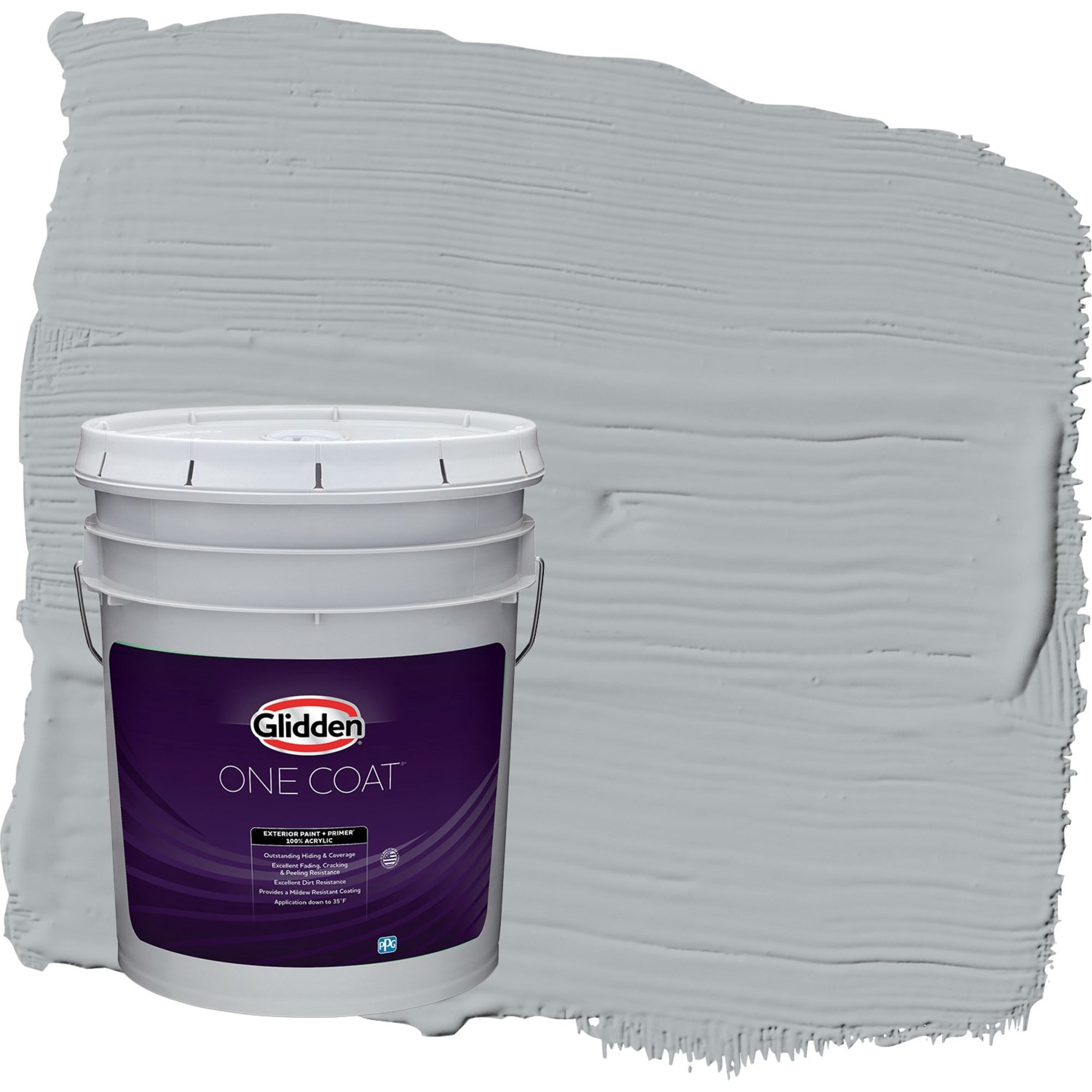 Glidden One Coat Stargazer / Gray Semi-Gloss Exterior Paint with Primer, 5 Gallon