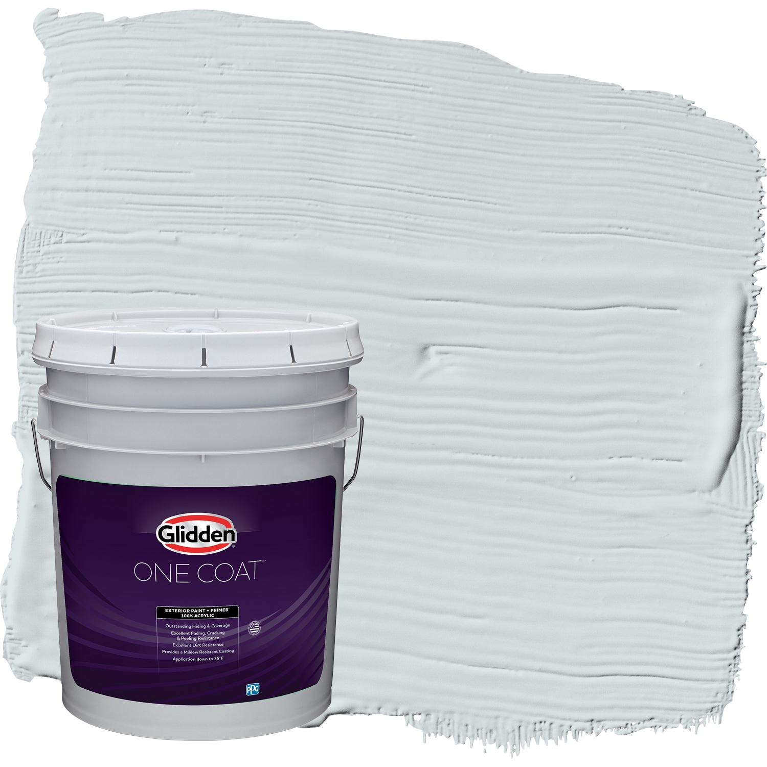Glidden One Coat Exterior Paint + Primer Tinsel / Gray, SemiGloss, 5 Gallons