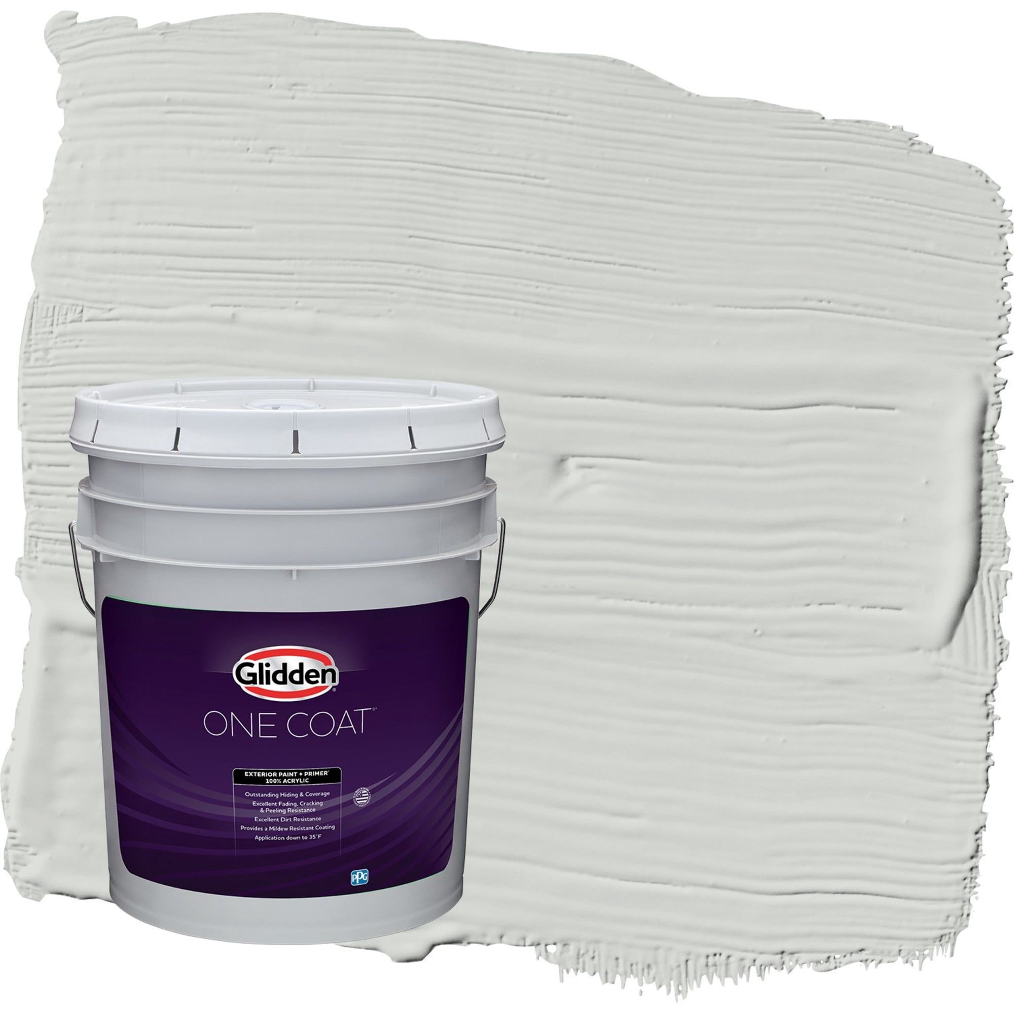 Glidden One Coat Tornado / Gray Satin Exterior Paint with Primer, 5 Gallon