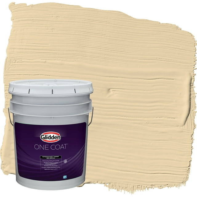 Glidden One Coat Exterior Paint + Primer Tuscan Bread / Beige, Satin, 5 Gallons