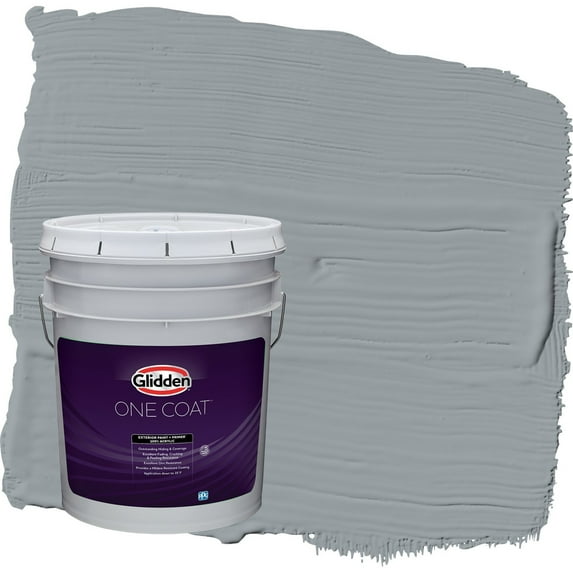Glidden One Coat UFO / Gray Semi-Gloss Exterior Paint with Primer, 5 Gallon