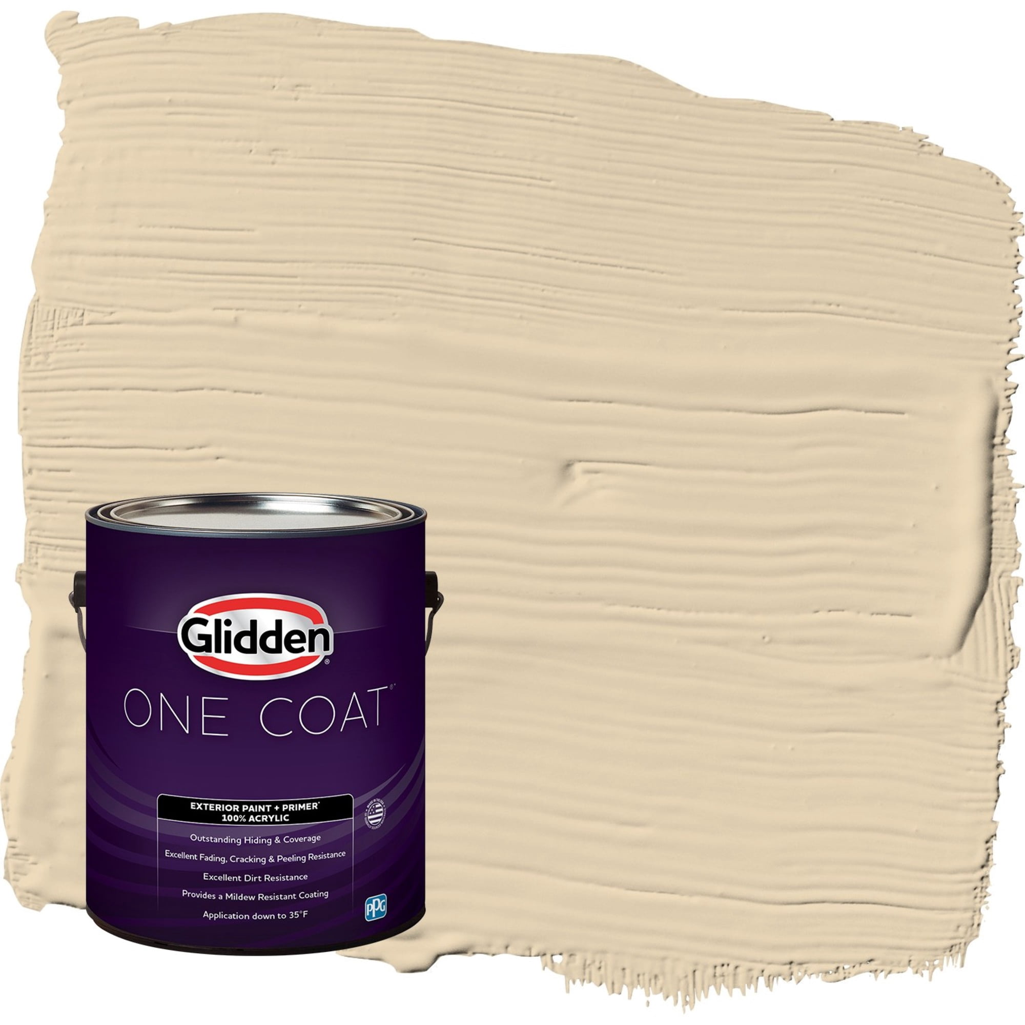 Glidden One Coat Almond Cream / Beige Semi-Gloss Exterior Paint with Primer, 1 Gallon
