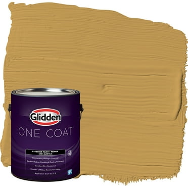 Glidden One Coat Exterior Paint and Primer, Amaretto Sours / Yellow, 1 Gallon, Satin