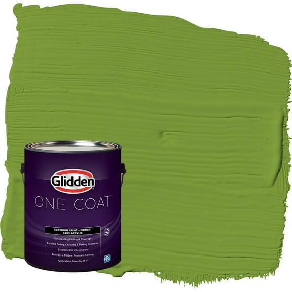Glidden One Coat Antique Moss / Green Satin Exterior Paint with Primer, 1 Gallon