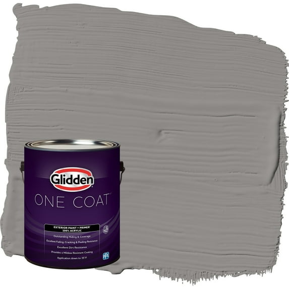 Glidden One Coat Antique Silver / Grey Satin Exterior Paint with Primer, 1 Gallon