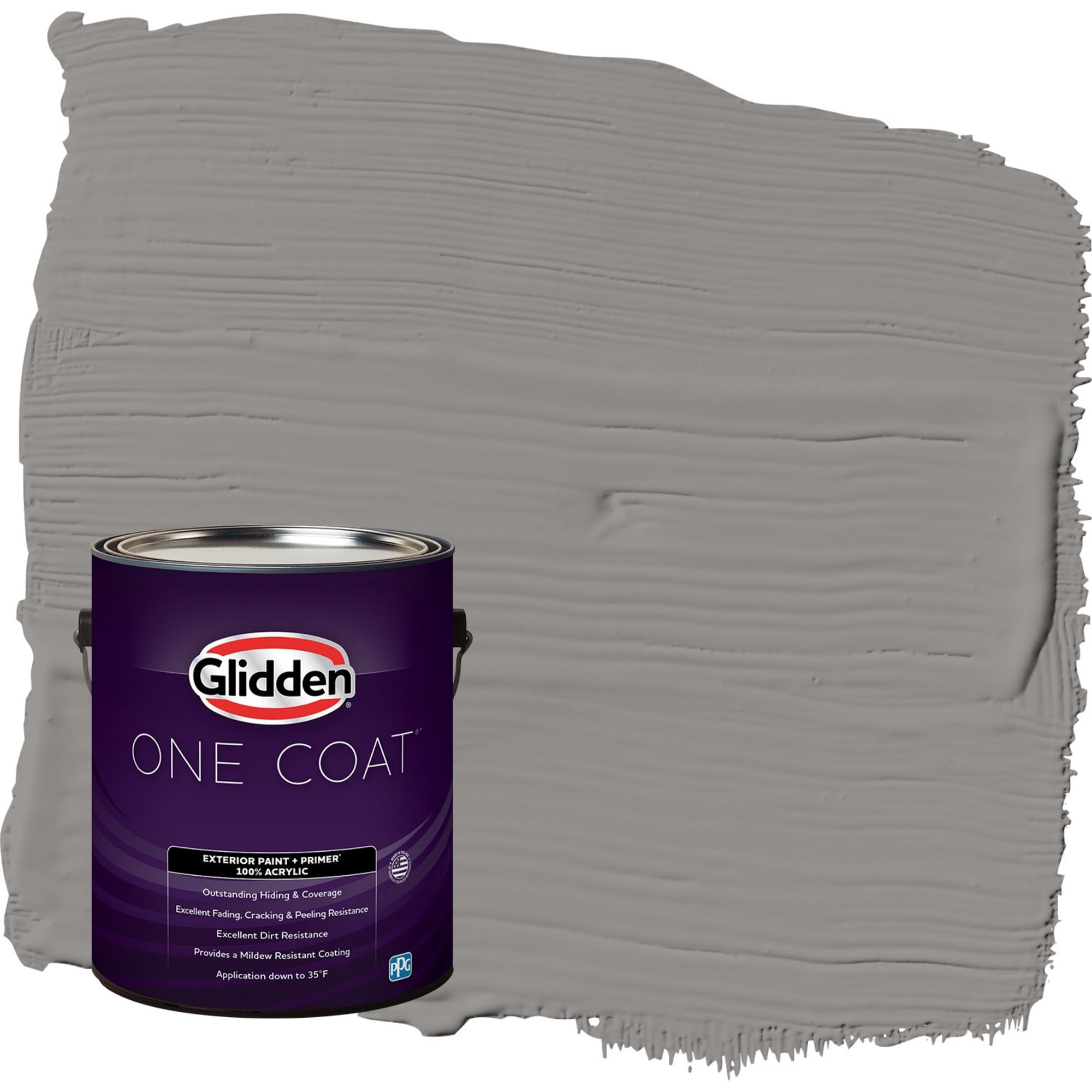 Glidden One Coat Antique Silver / Grey Semi-Gloss Exterior Paint with Primer, 1 Gallon