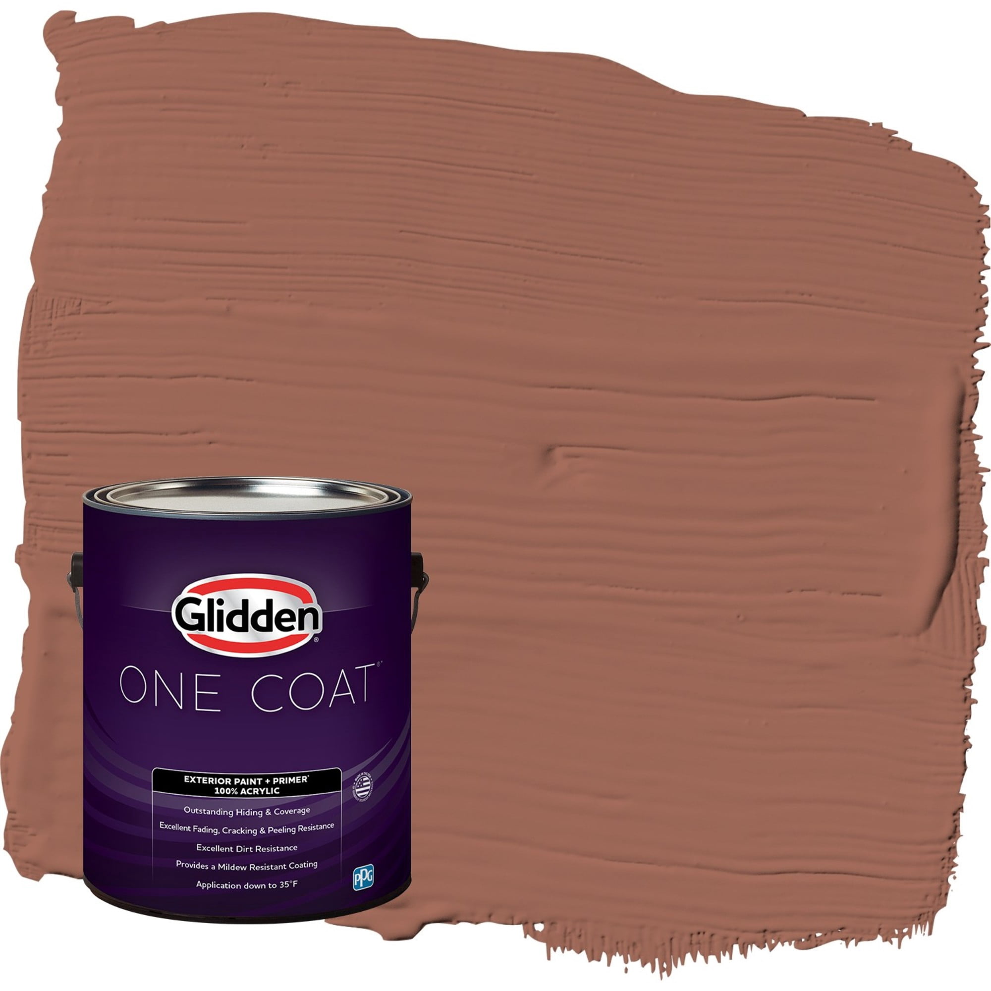 Glidden One Coat Apple Brown Betty / Orange Satin Exterior Paint with Primer, 1 Gallon