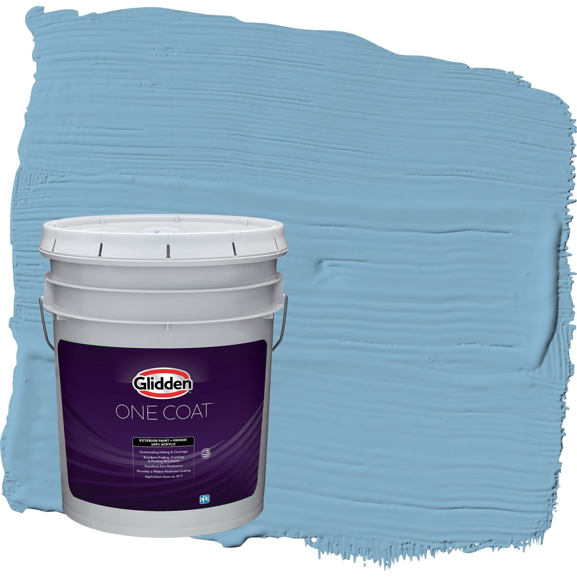 Glidden One Coat Arabella / Blue Semi-Gloss Exterior Paint with Primer, 5 Gallon