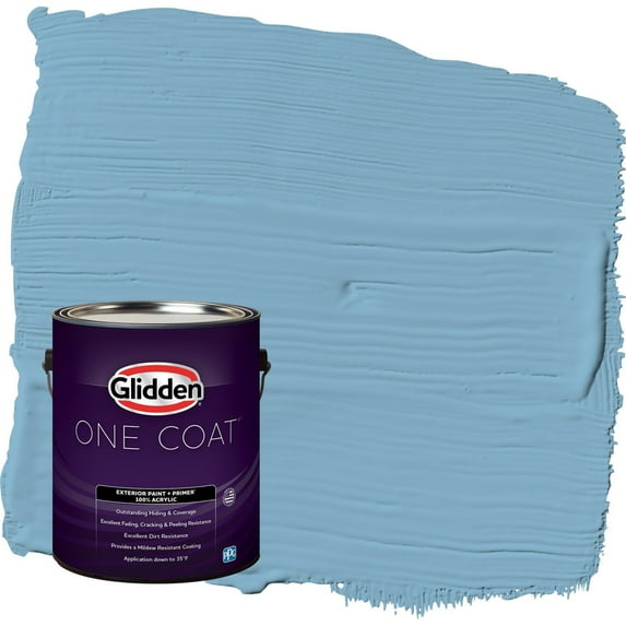 Glidden One Coat Arabella / Blue Satin Exterior Paint with Primer, 1 Gallon