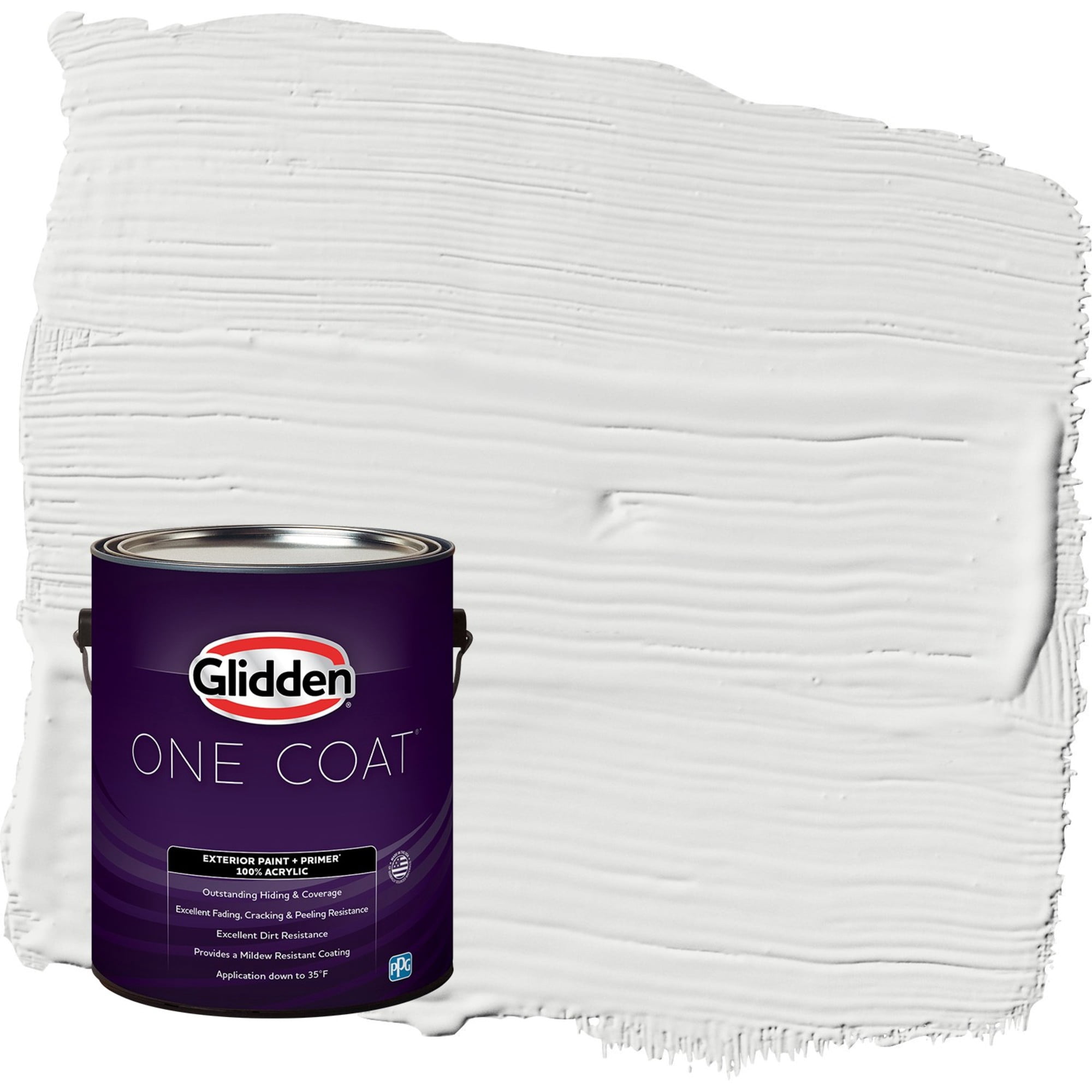 Glidden One Coat Aria / White Satin Exterior Paint with Primer, 1 Gallon