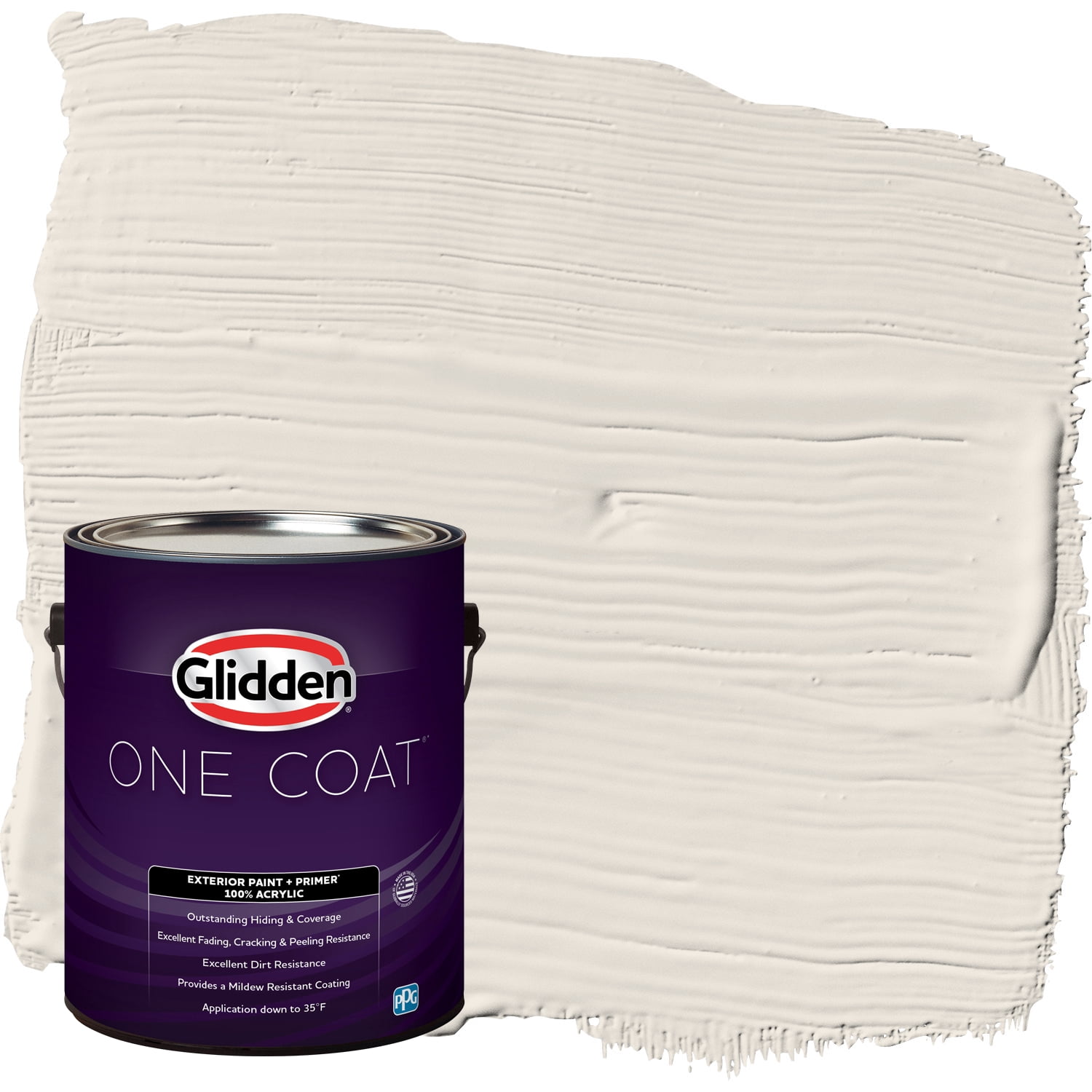 Glidden One Coat Ash / White Satin Exterior Paint with Primer, 1 Gallon