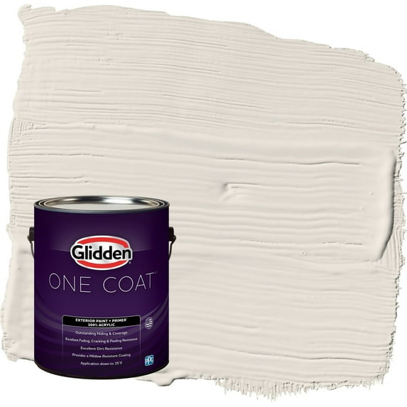 Glidden One Coat Ash / White Satin Exterior Paint with Primer, 1 Gallon