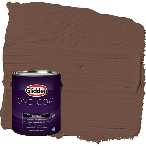 Glidden One Coat Bigfoot / Brown Flat Exterior Paint with Primer, 1 Gallon