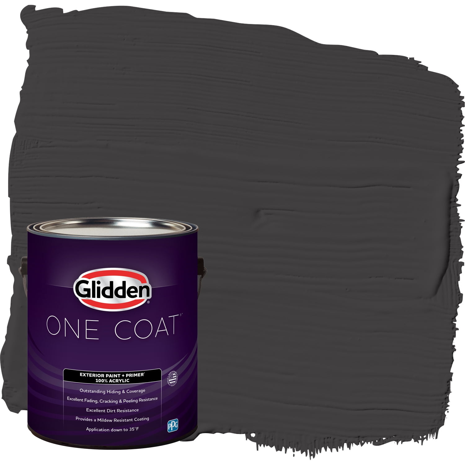 Glidden One Coat Exterior Paint and Primer, Black Magic / Black, Gallon ...