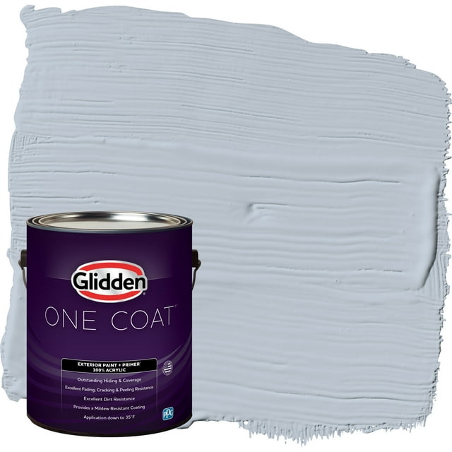 Glidden One Coat Exterior Paint and Primer, Blue Dolphin / Blue, Gallon, Flat