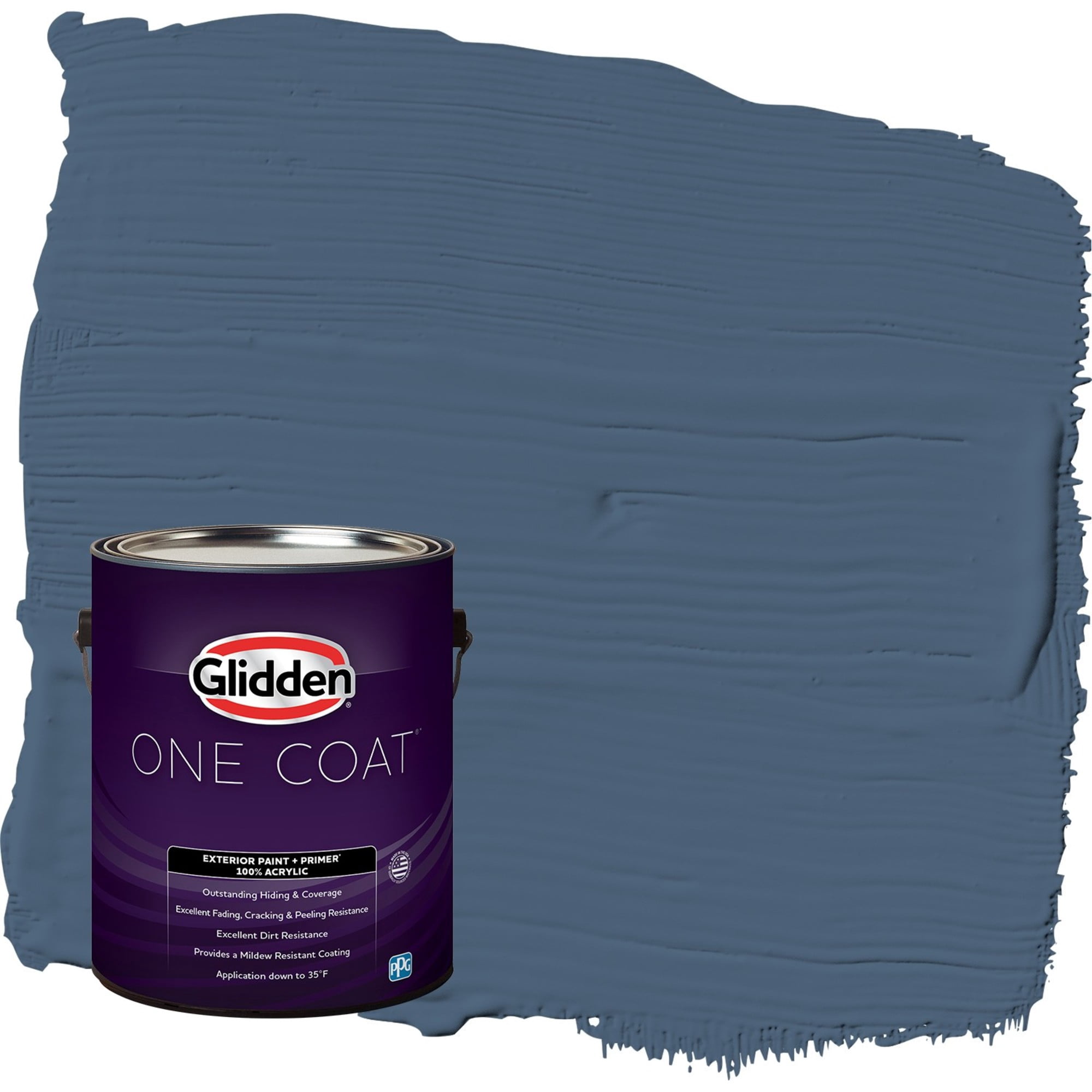 Glidden One Coat Blue Fjord / Blue Semi-Gloss Exterior Paint with Primer, 1 Gallon