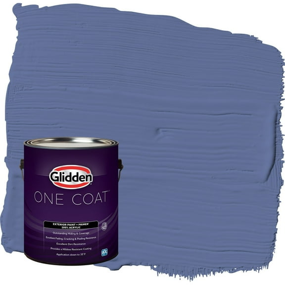 Glidden One Coat Blueberry Patch / Blue Satin Exterior Paint with Primer, 1 Gallon