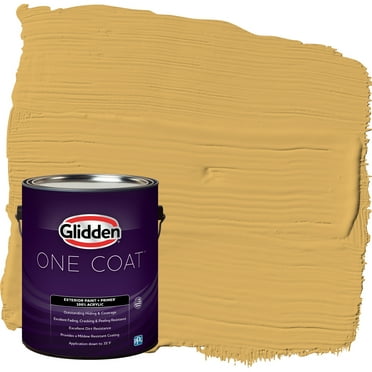 Glidden One Coat Exterior Paint and Primer, Butterscotch Bliss / Yellow, 1 Gallon, Satin