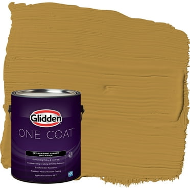 Glidden One Coat Exterior Paint and Primer, Butterscotch Ripple / Yellow, 1 Gallon, Satin