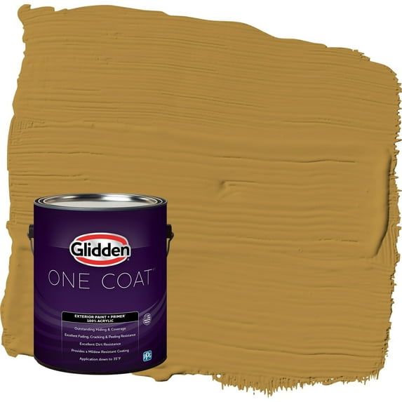 Glidden One Coat Butterscotch Ripple / Yellow Satin Exterior Paint with Primer, 1 Gallon