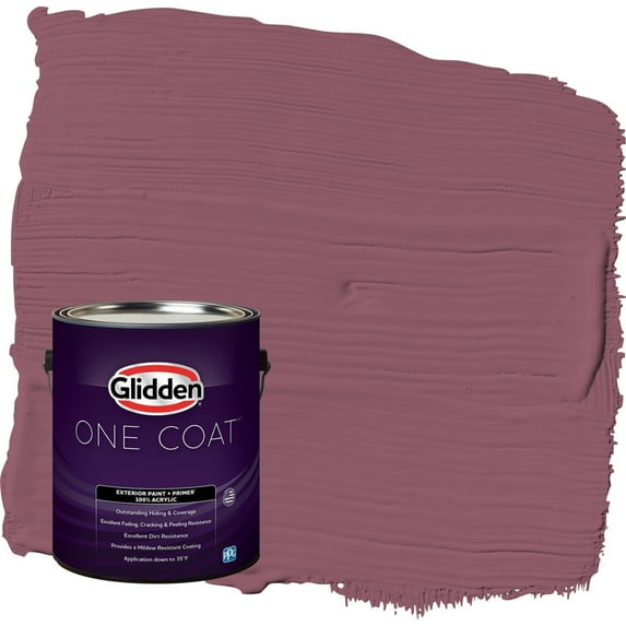 Glidden One Coat Cabernet / Purple Semi-Gloss Exterior Paint with Primer, 1 Gallon
