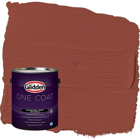 Glidden One Coat Cedar Chest / Red Satin Exterior Paint with Primer, 1 Gallon
