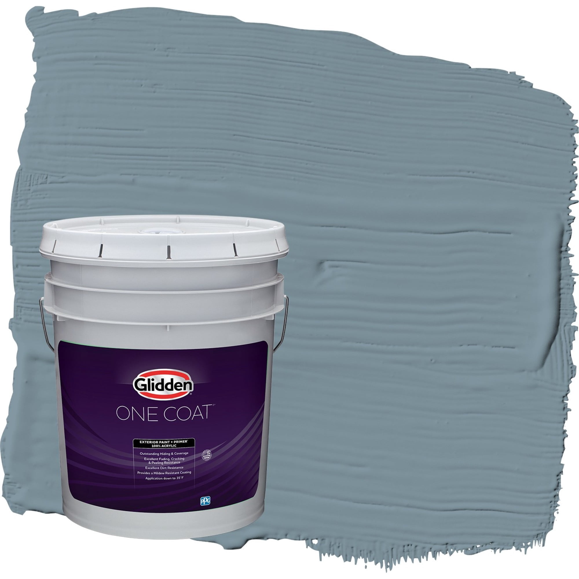 Glidden One Coat Chalky Blue / Blue Semi-Gloss Exterior Paint with Primer, 5 Gallon
