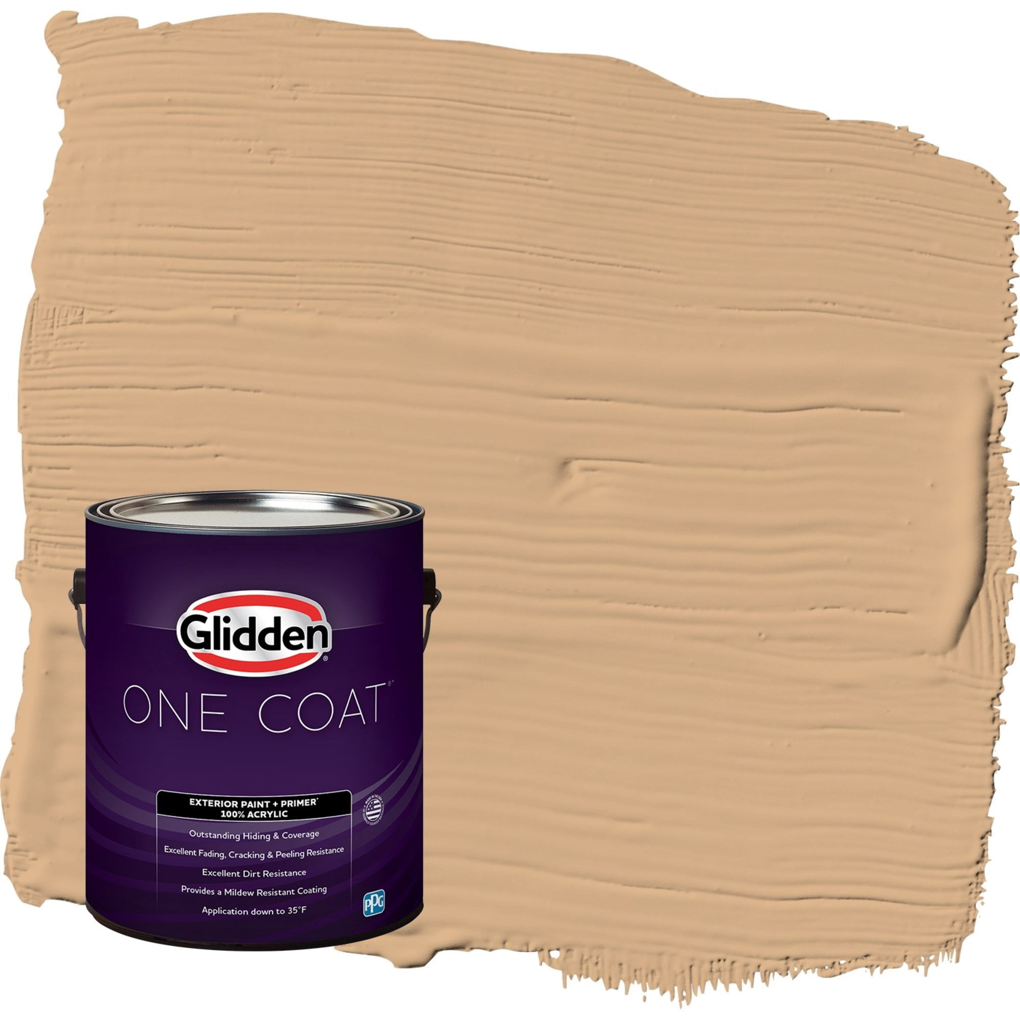 Glidden One Coat Cheddar Biscuit / Orange Satin Exterior Paint with Primer, 1 Gallon