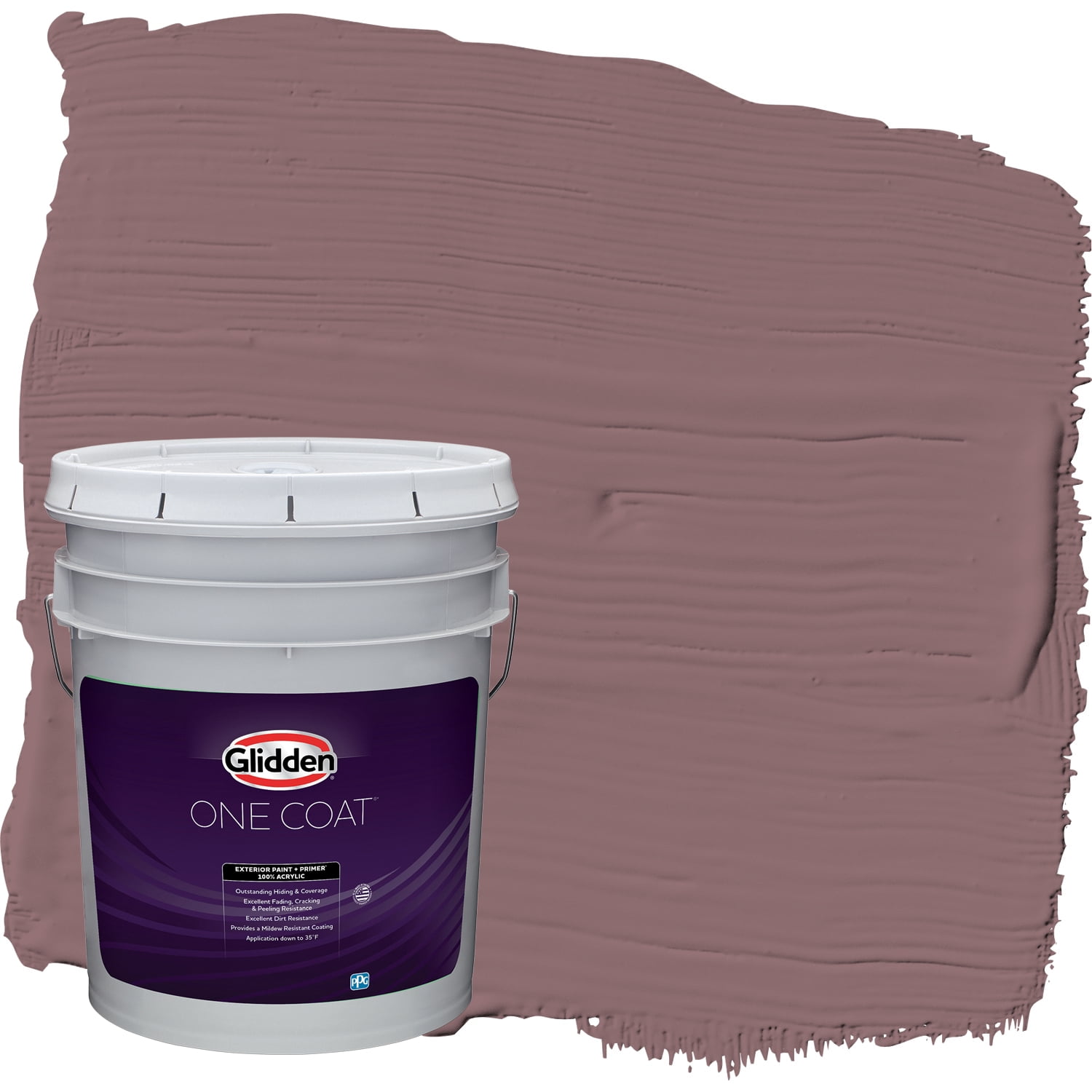 Glidden One Coat Exterior Paint and Primer, Chocolate Sparkle / Red, 5 Gallons, Satin