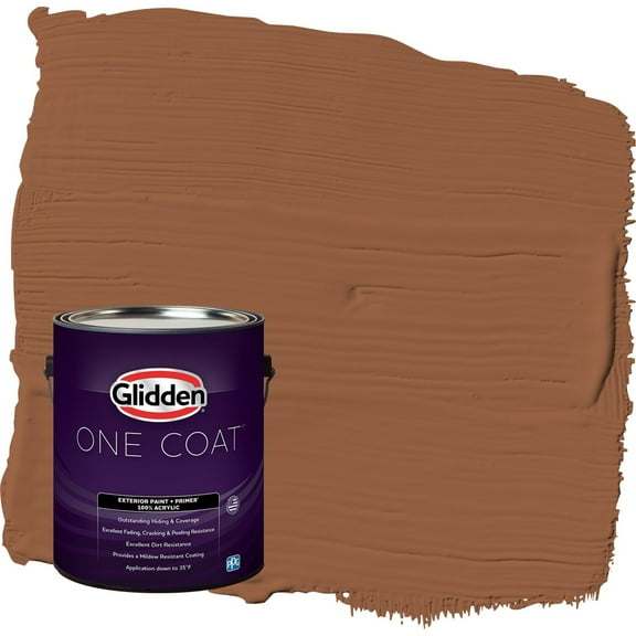 Glidden One Coat Cinnamon Spice / Orange Flat Exterior Paint with Primer, 1 Gallon
