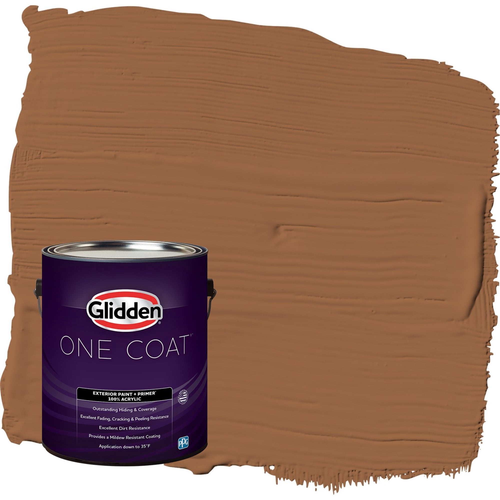 Glidden One Coat Cinnamon Stick / Orange Flat Exterior Paint with Primer, 1 Gallon