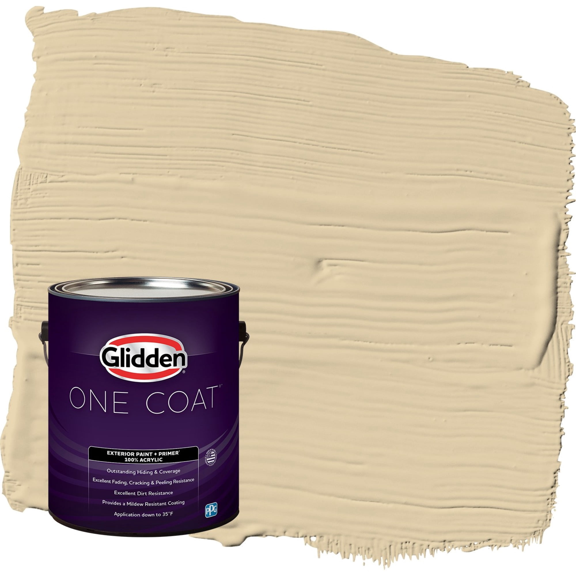Glidden One Coat Cookie Dough / Beige Flat Exterior Paint with Primer, 1 Gallon