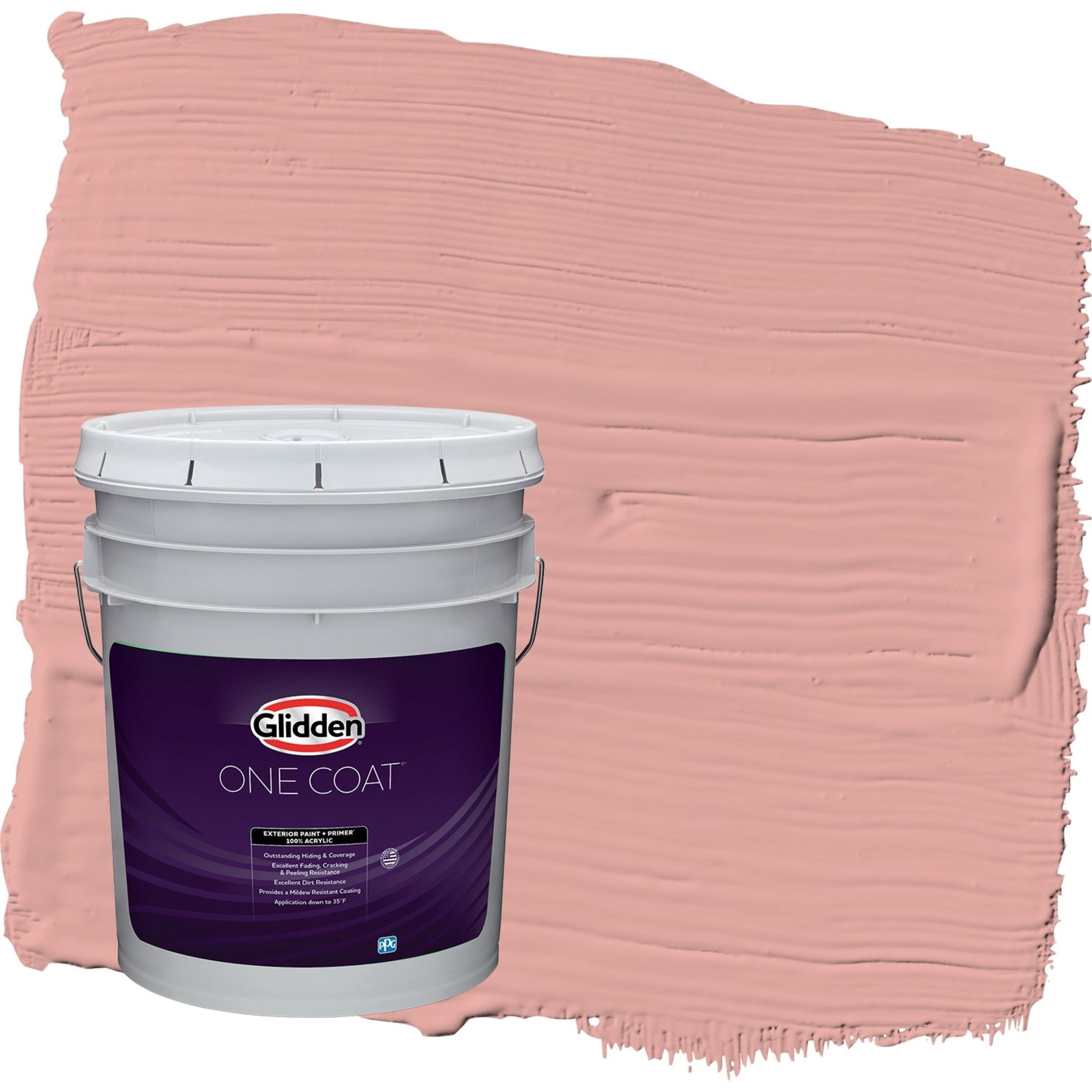 Glidden One Coat Coral Cove / Orange Satin Exterior Paint with Primer, 5 Gallon