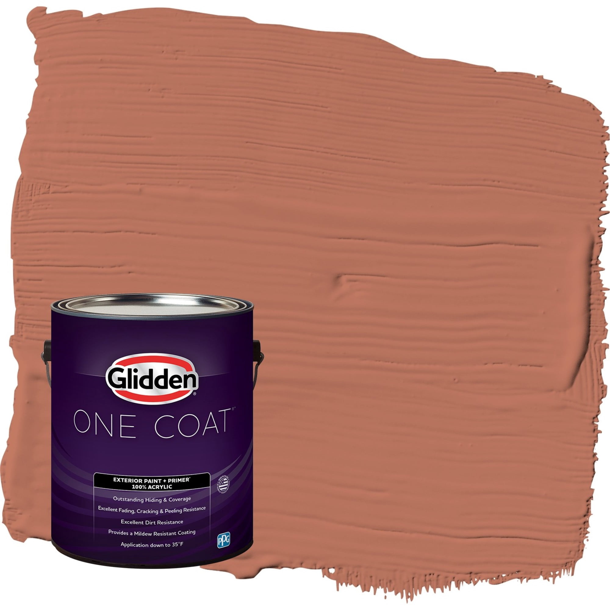 Glidden One Coat Crushed Cinnamon / Orange Satin Exterior Paint with Primer, 1 Gallon