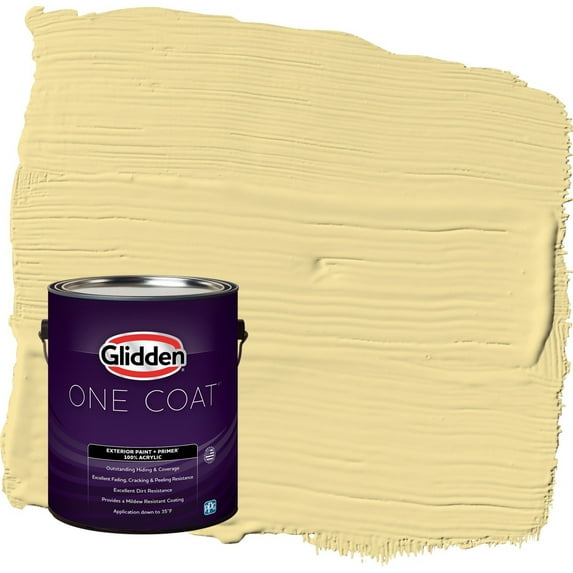 Glidden One Coat Demeter / Yellow Semi-Gloss Exterior Paint with Primer, 1 Gallon