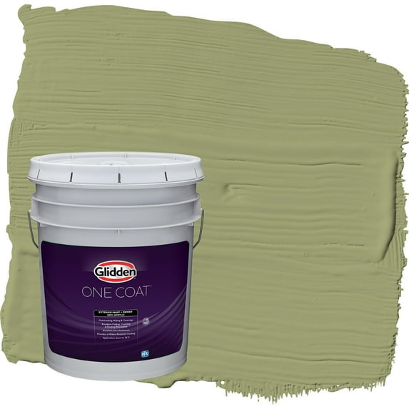 Glidden One Coat Dill / Green Flat Exterior Paint with Primer, 5 Gallon
