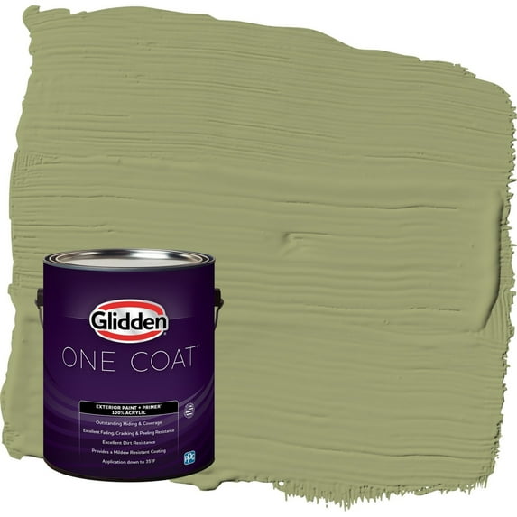 Glidden One Coat Dill / Green Flat Exterior Paint with Primer, 1 Gallon