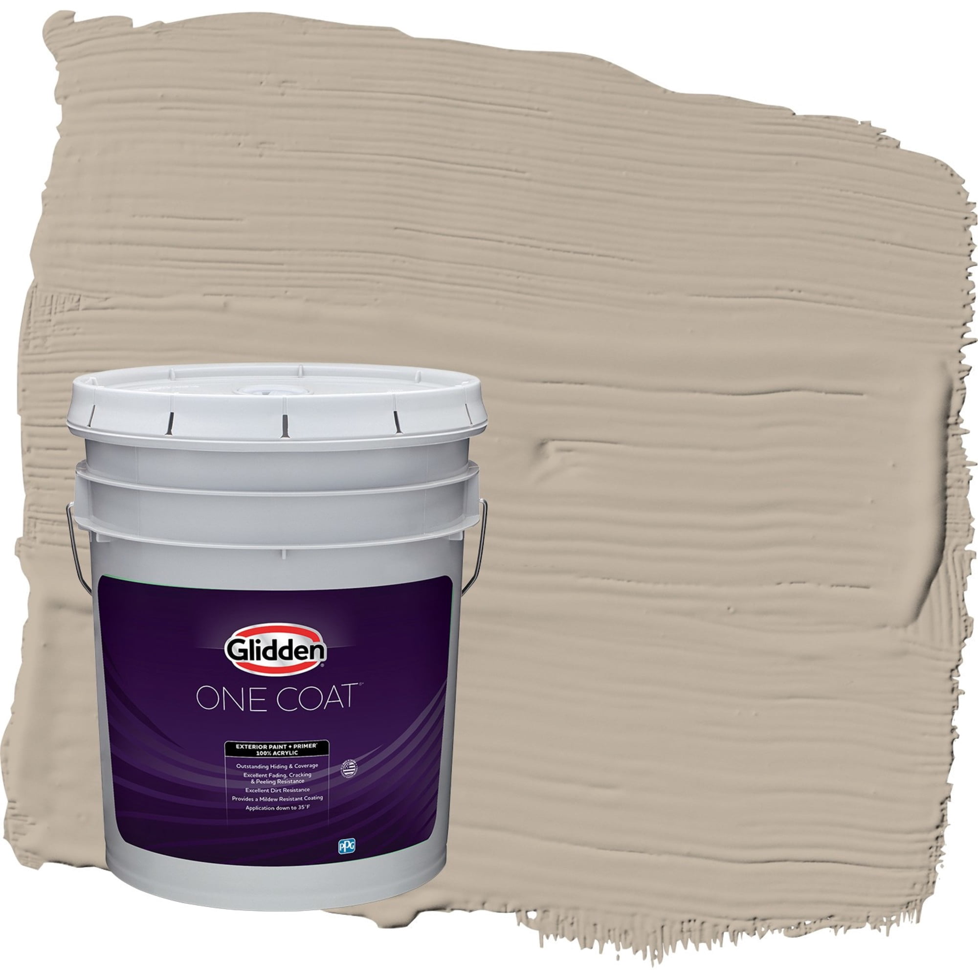 Glidden One Coat Discover / Beige Satin Exterior Paint with Primer, 5 Gallon