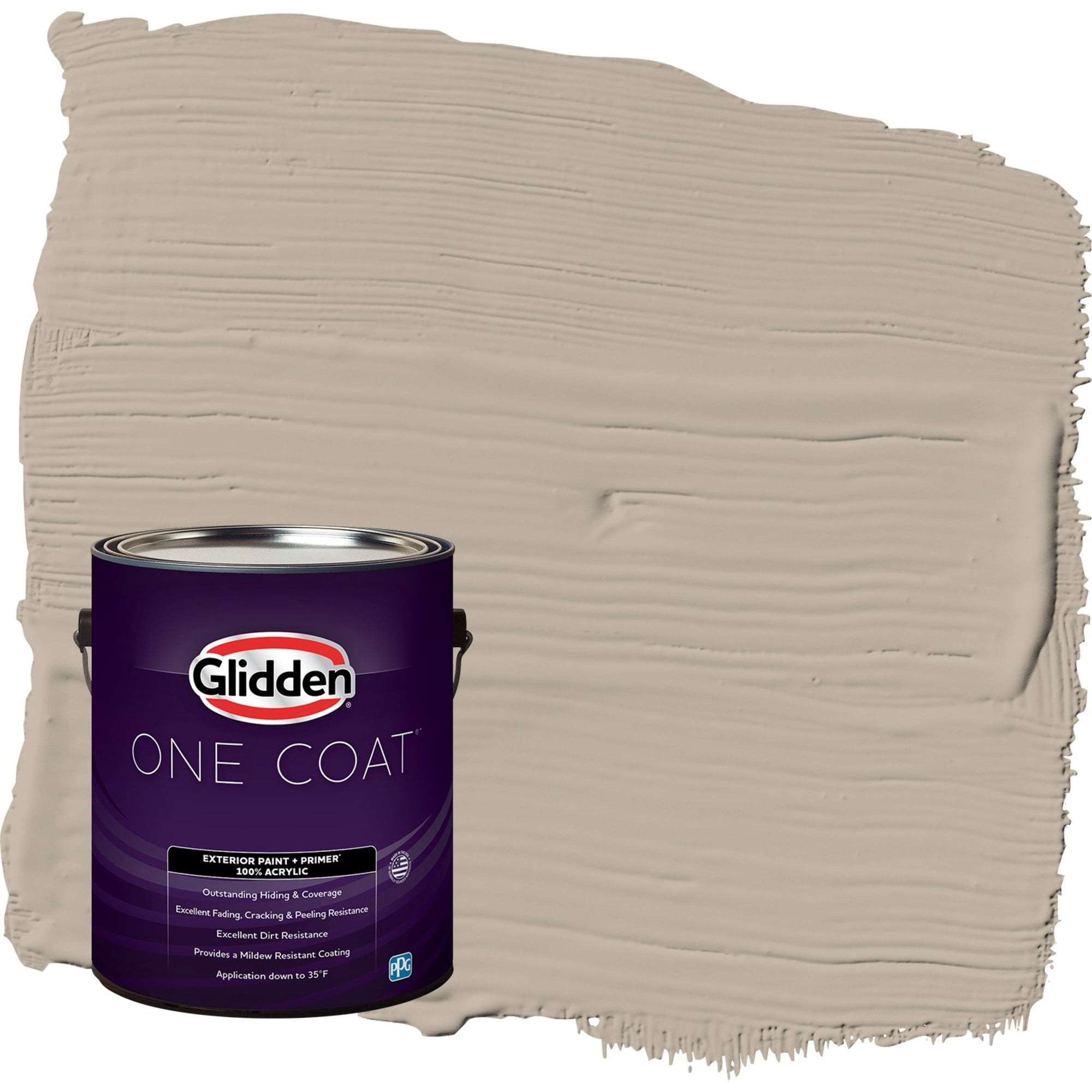Glidden One Coat Discover / Beige Satin Exterior Paint with Primer, 1 Gallon