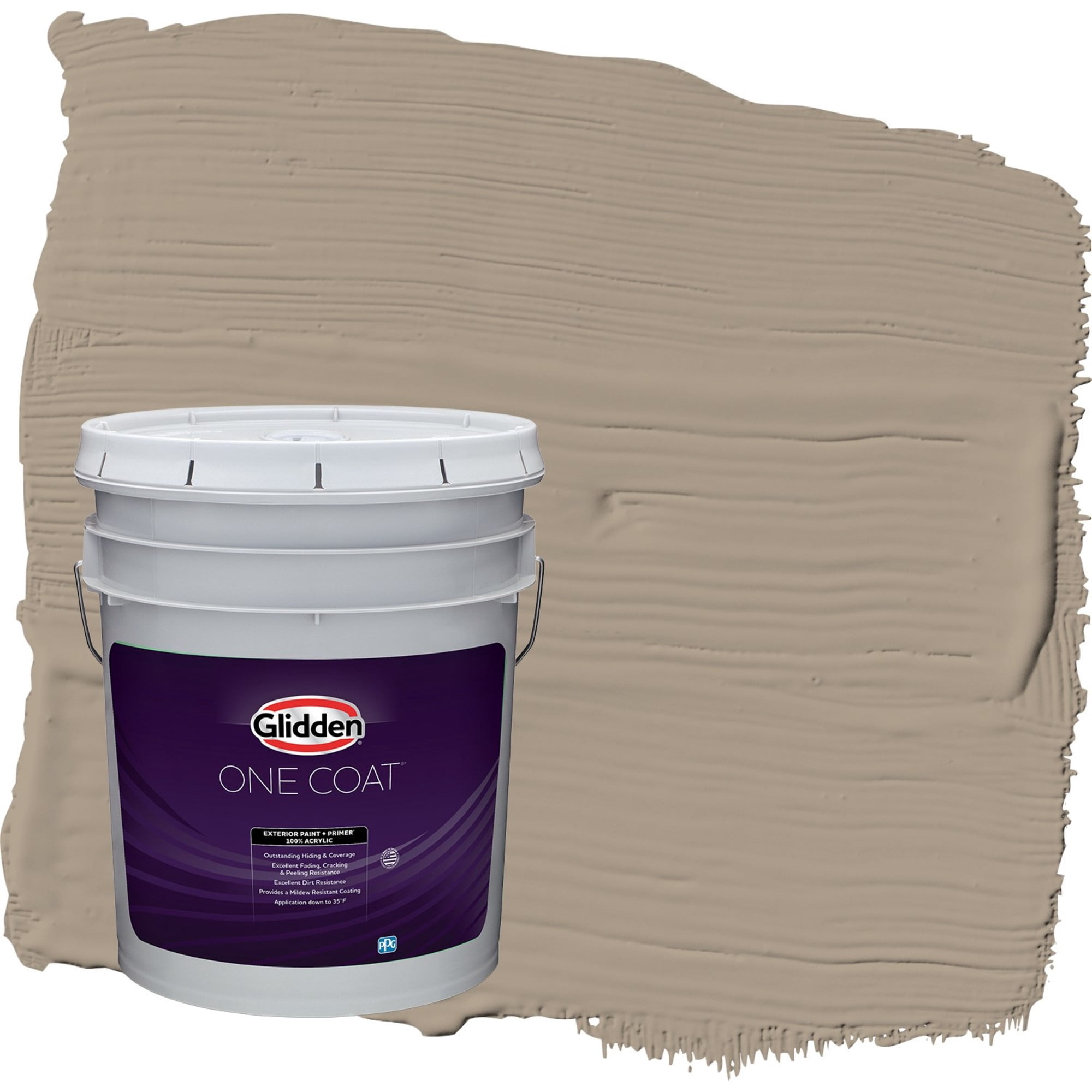 Glidden One Coat Diversion / Gray Flat Exterior Paint with Primer, 5 Gallon
