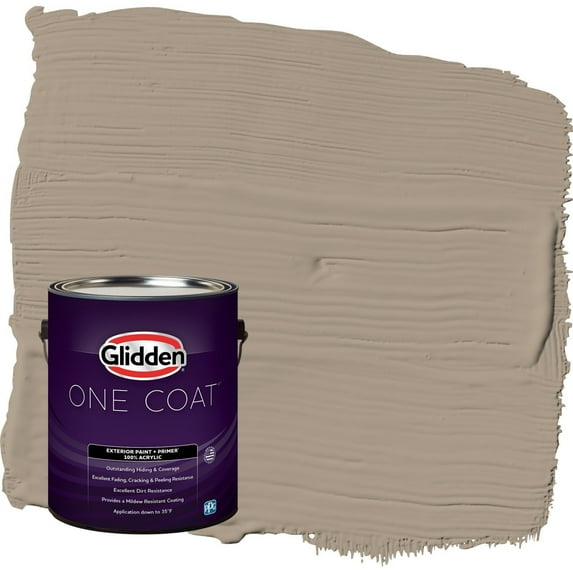 Glidden One Coat Diversion / Gray Satin Exterior Paint with Primer, 1 Gallon