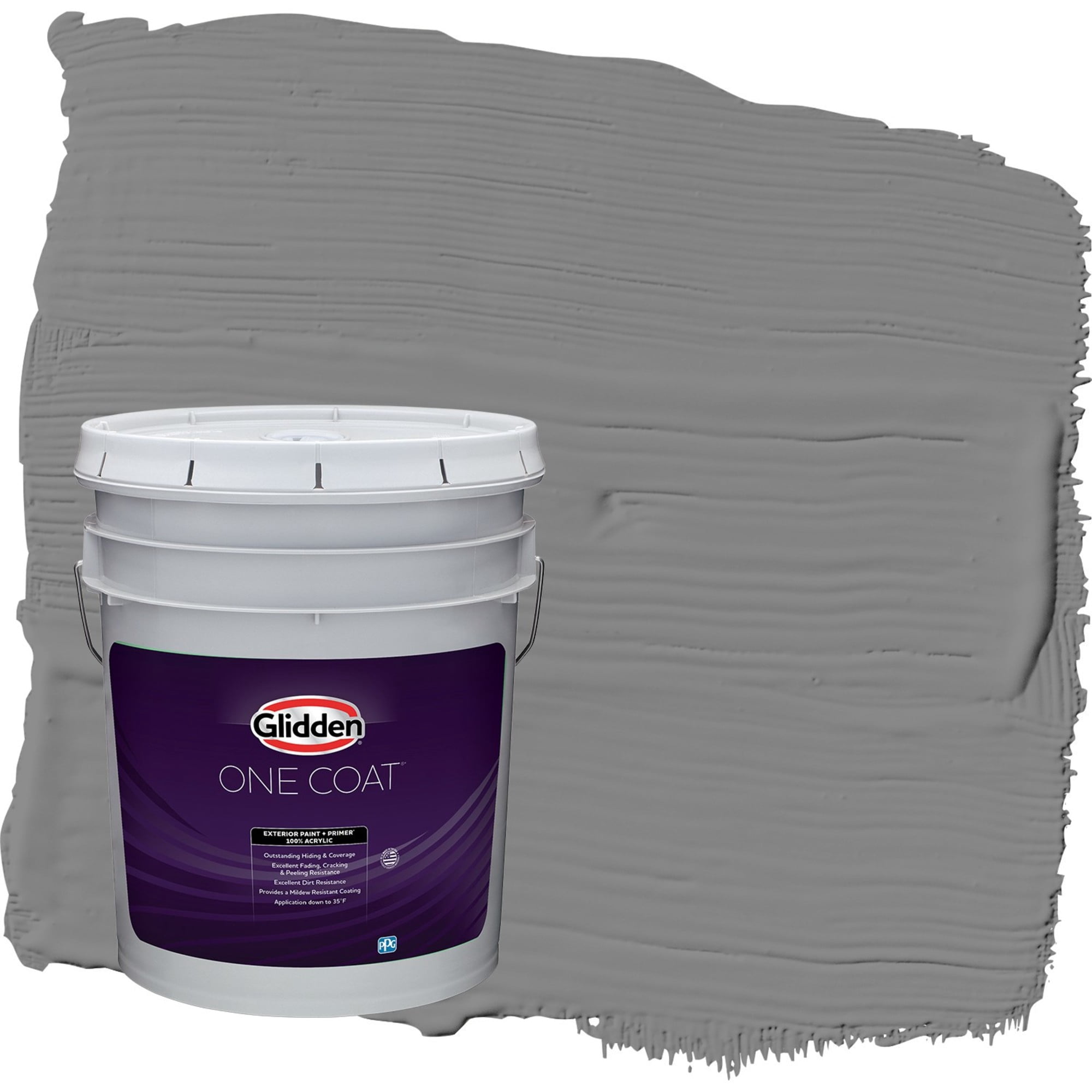 Glidden One Coat Dover Gray / Grey Flat Exterior Paint with Primer, 5 Gallon