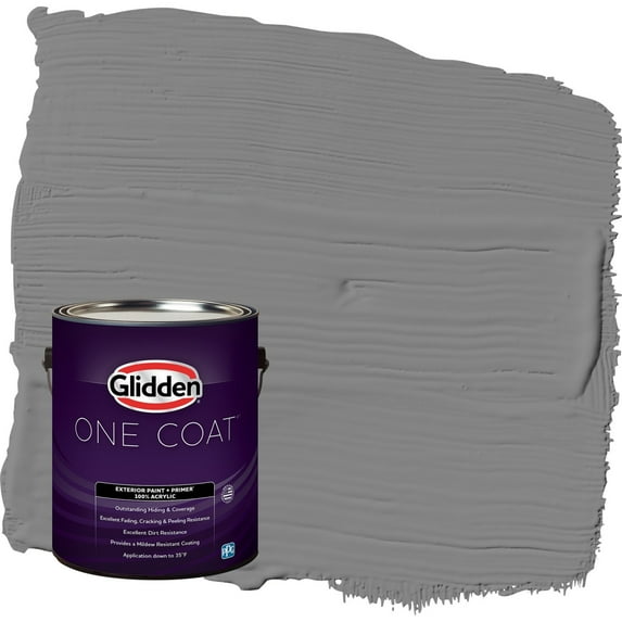 Glidden One Coat Dover Gray / Grey Semi-Gloss Exterior Paint with Primer, 1 Gallon