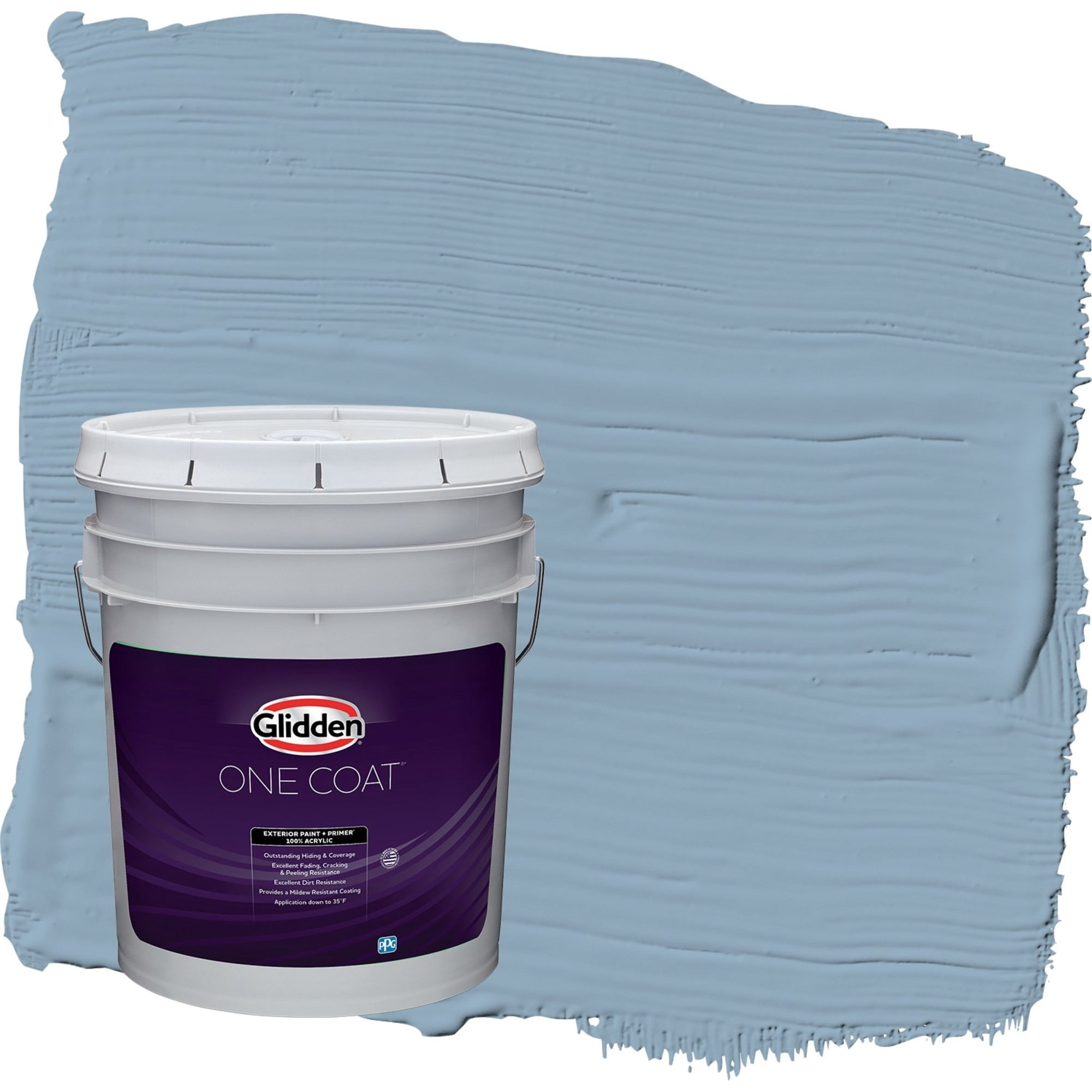 Glidden One Coat Dresden Dream / Blue Satin Exterior Paint with Primer, 5 Gallon