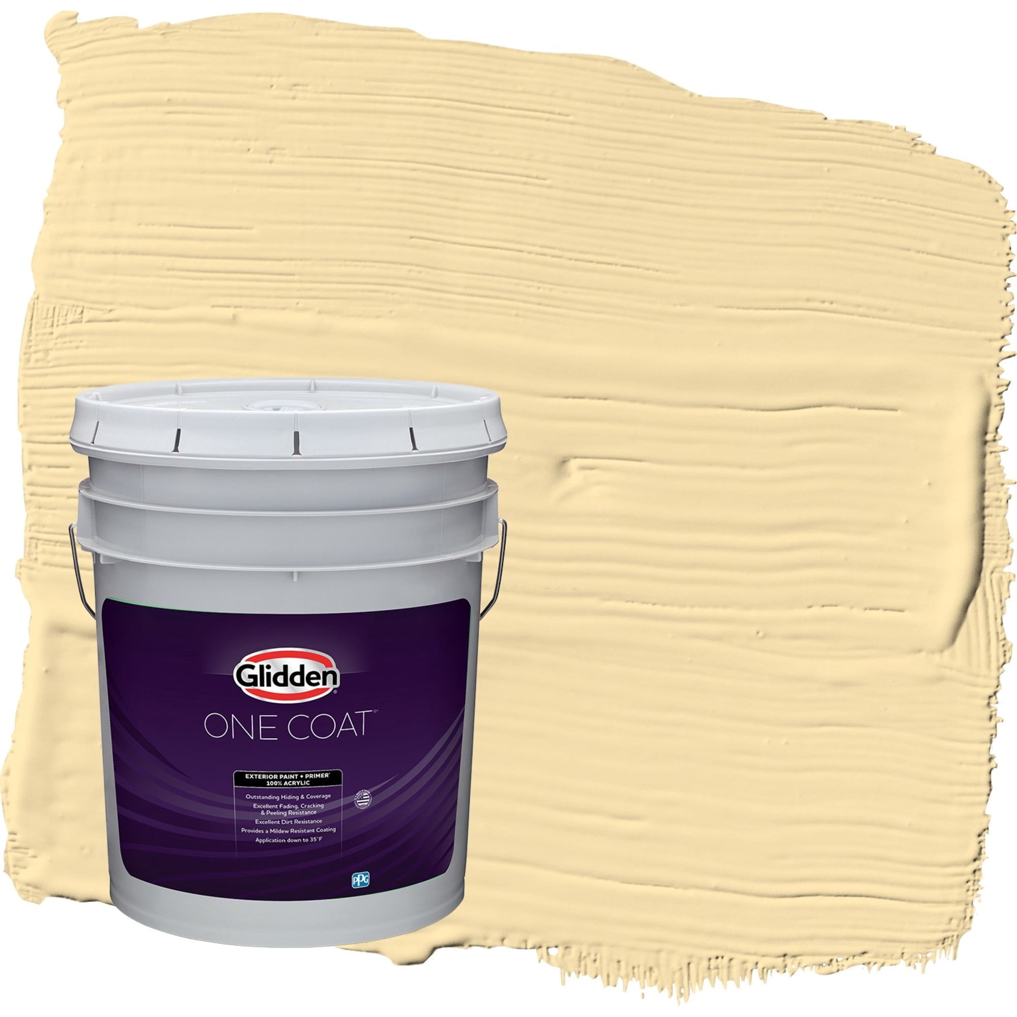 Glidden One Coat Dusty Yellow / Yellow Satin Exterior Paint with Primer, 5 Gallon