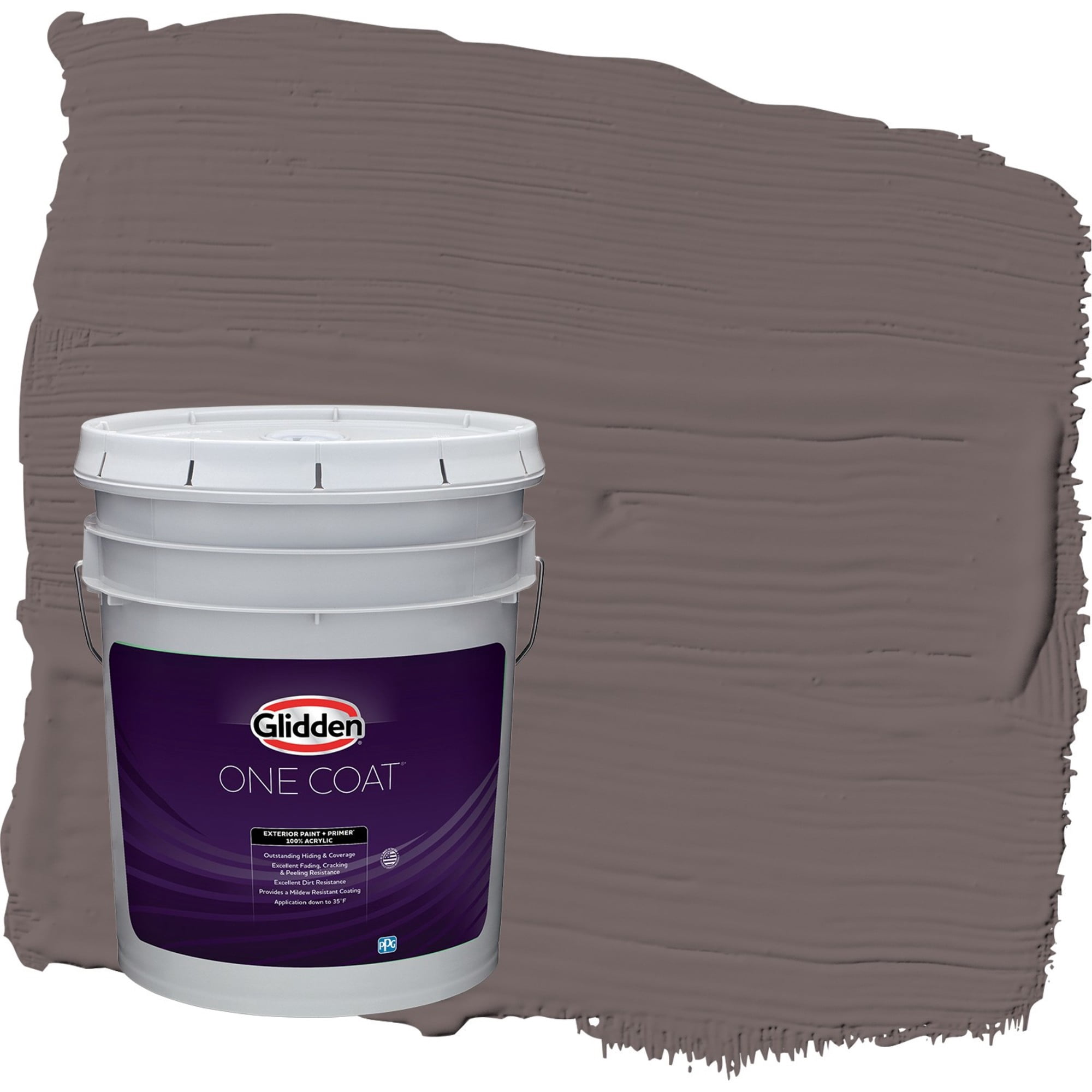 Glidden One Coat Eagle Eye / Brown Satin Exterior Paint with Primer, 5 Gallon