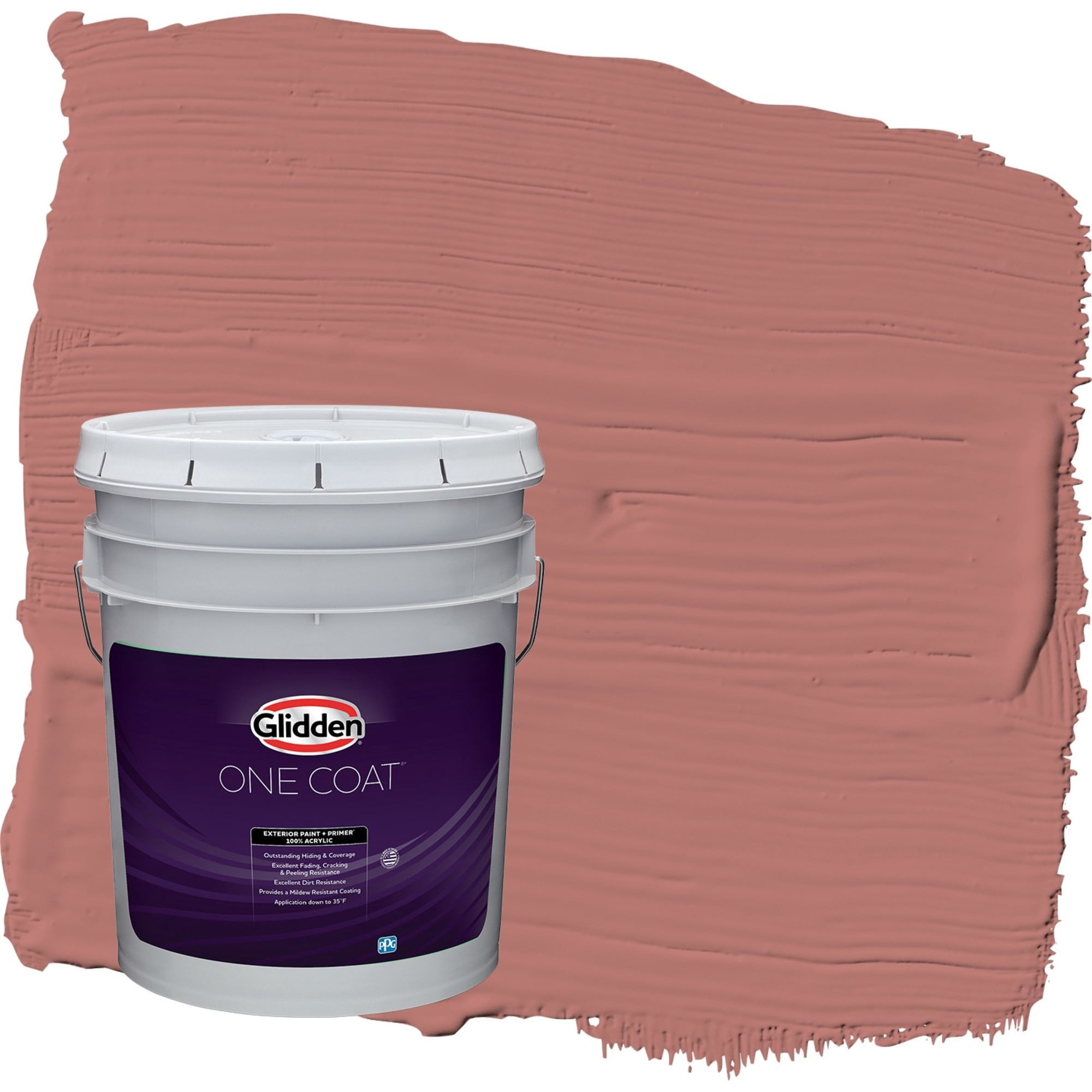 Glidden One Coat Earth Rose / Red Satin Exterior Paint with Primer, 5 Gallon