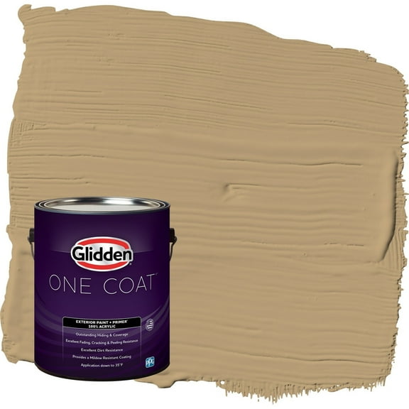 Glidden One Coat Earthy Ocher / Beige Flat Exterior Paint with Primer, 1 Gallon