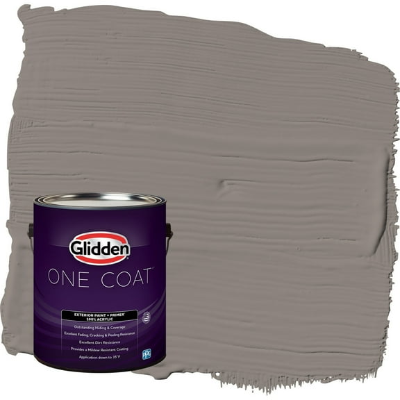 Glidden One Coat Elephant Gray / Grey Flat Exterior Paint with Primer, 1 Gallon