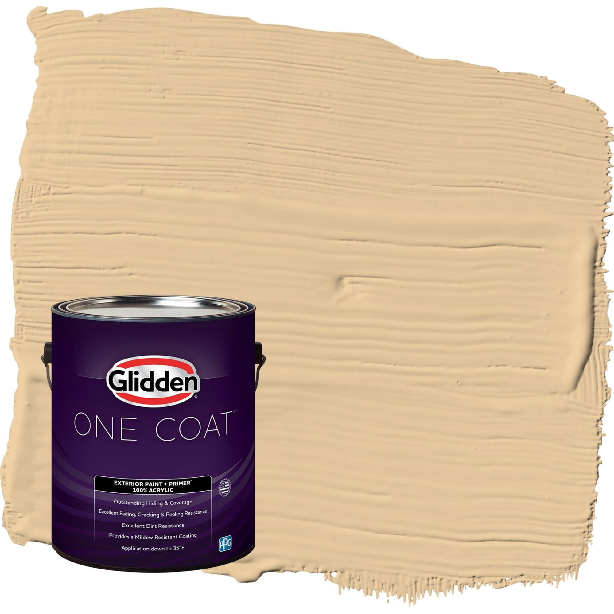 Glidden One Coat Faint Fawn / Yellow Semi-Gloss Exterior Paint with Primer, 1 Gallon